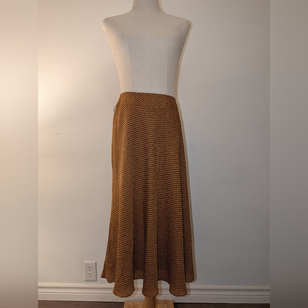100% Silk Patterned Midi Skirt